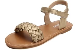 Charmivy Girls Sandals Braided Upper Flat Dress Sandals Round Open Toe Summer Shoes Little Kid/Big Kid