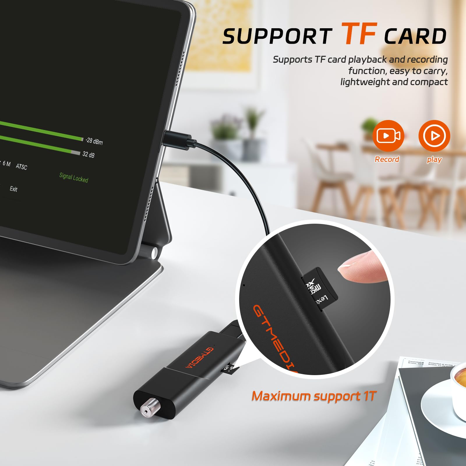 USB TV Tuners Next-Gen ATSC 3.0 / ATSC 1.0 Stick for Multiple-Android Phone Tablet Car Computer USB 3.0 Digital TV Tuners with DVR Recording Support HDTV Player Android App