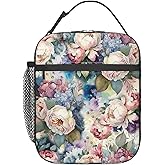 Insulated Lunch Box for Women Kids Floral Lunch Box for Work,Picnic,School,Travel,Hiking, Beach or Fishing Polyester Floral Lunch Bag Colorful Abstract Flower