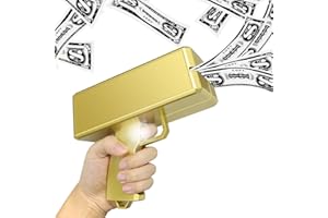 Alagoo Super Money Guns Paper Playing Spary Gun Make it Rain Toy Gun, Handheld Cash Fake Bill Dispenser Shooter Toy(Metallic Gold)