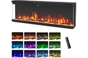 ORALNER 3-Sided Electric Fireplace Insert, 50" Recessed Wall-Mounted Heater with Remote Control, 12 Flame Colors, 5 Brightnes