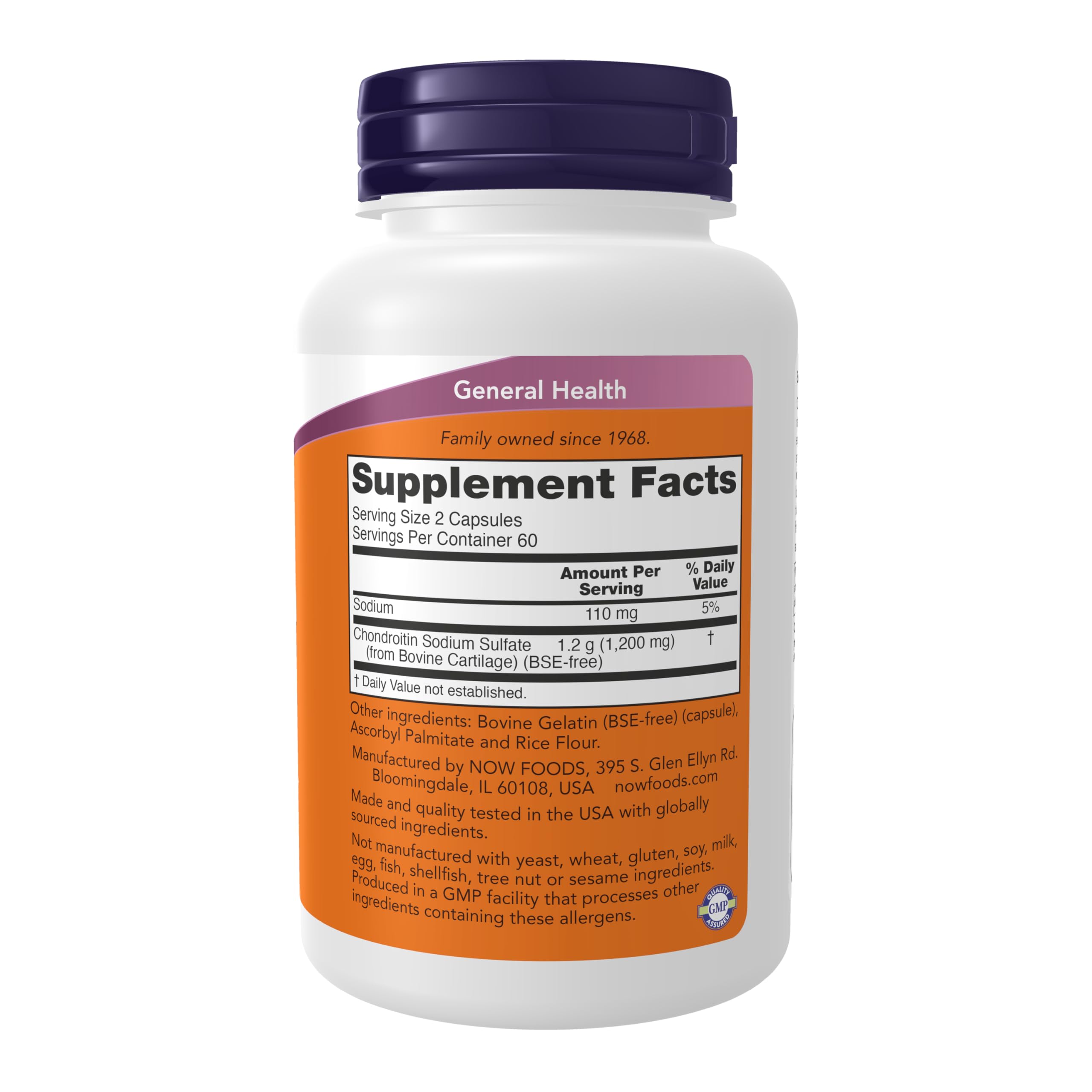 NOW Foods Supplements, Chondroitin Sulfate 600 mg (a Glycosaminoglycan), Joint Health*, 120 Capsules