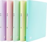 Oxford A4 Pastel Ring Binders Pack 5 Lightweight Flexible 20mm Spine