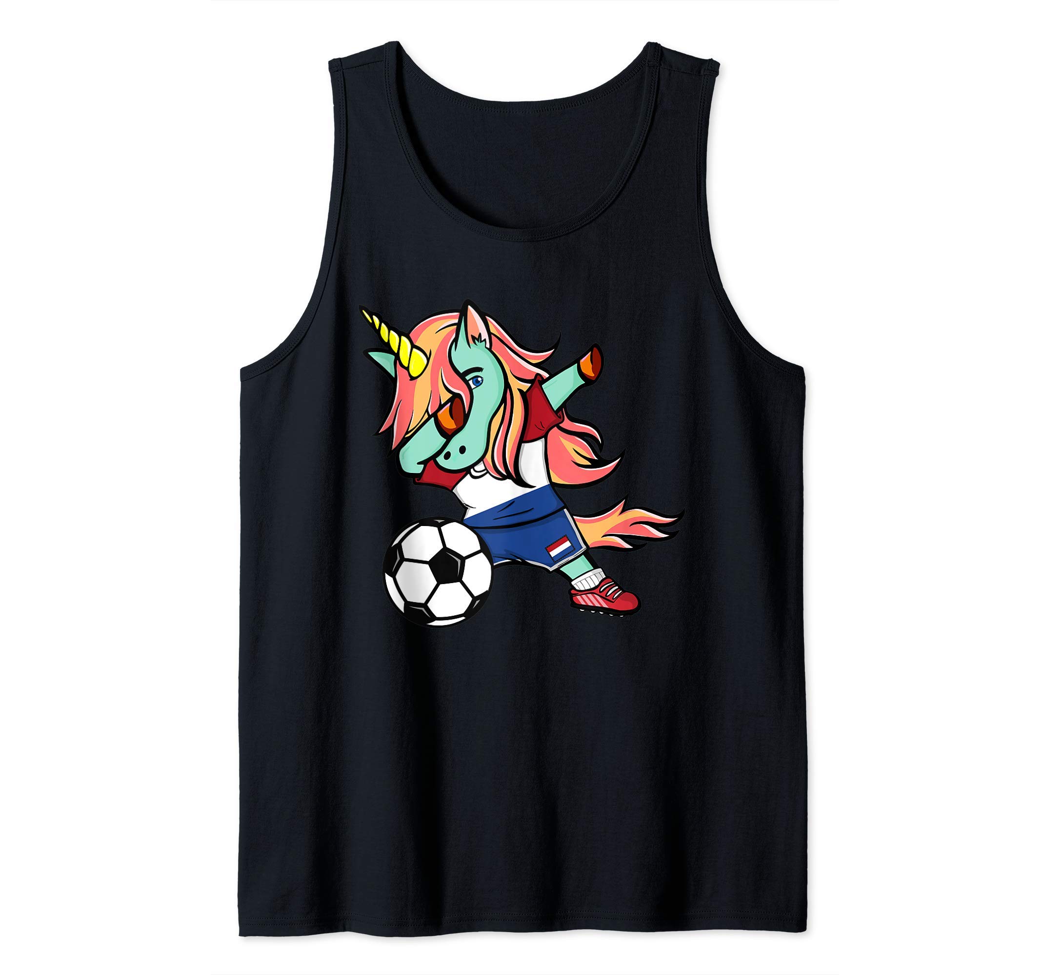 Dabbing Unicorn Netherlands Football - Dutch Flag Soccer Tank Top
