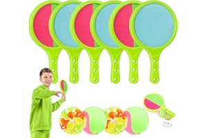 HUACHUANG Kids Games Toss Catch Toys : Toss and Catch Ball Set - Outdoor Games for Kids with 6 Paddles 6 Balls Outside Toys Beach Backyard Pool Family Games Stocking Stuffers for Ages 3-12 Toddler (Green 3Pack)