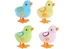 A-SZCXTOP 4Pack Easter Jumping Chick Wind Up Plush Toys for Toddlers Kids,Hopping Chick for Easter Bonnet Egg Hunt Toy Basket Fillers Gifts(Chick, 4inch)
