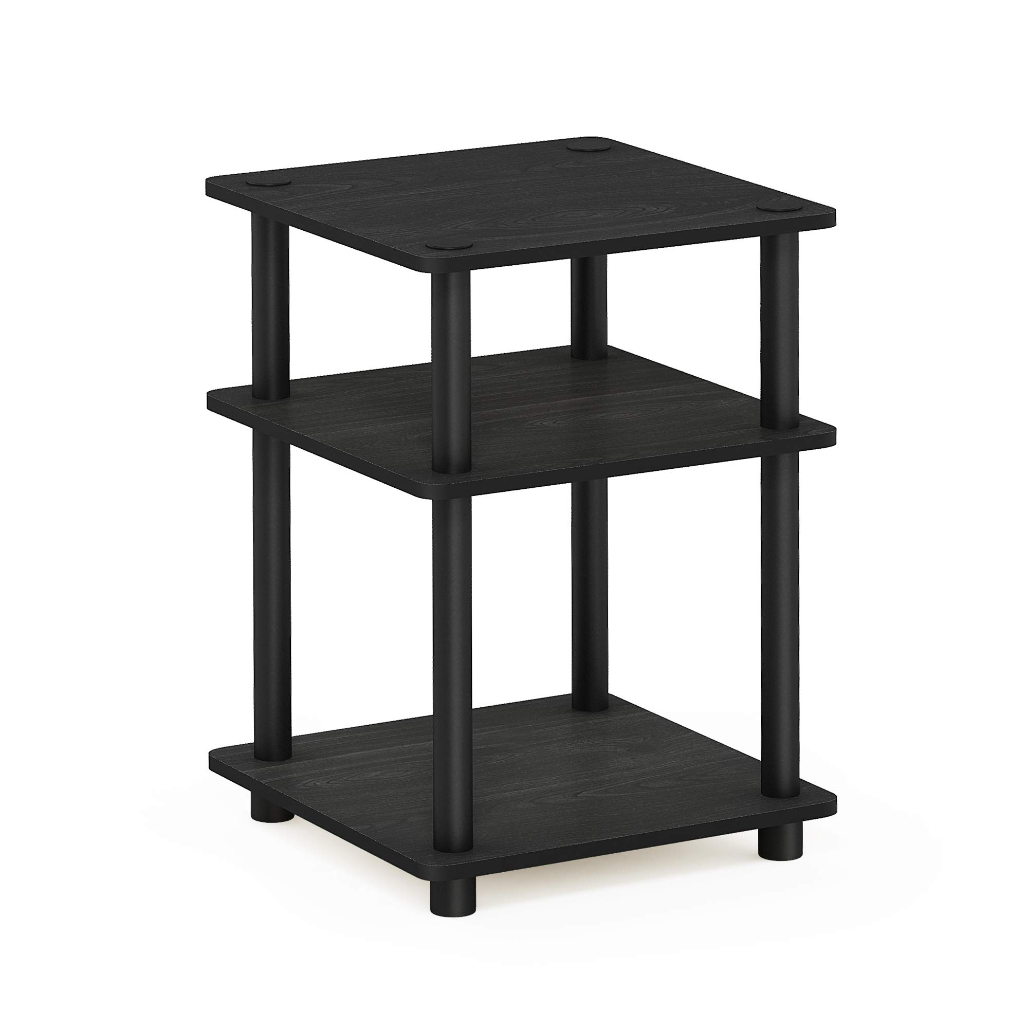 Furinno TURN-N-TUBE Side Table, 3-Tier End Table, Open Shelves Nightstand, Night Stand, Bedside Table, Easy Assembly, for Living Room, Bedroom, Blackwood