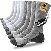 JOYNÉE 8 Pairs Mens Cushioned Crew Athletic Socks, Moisture Wicking Breathable Socks for Sport Running,Black,Sock Size:13-15