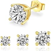 Moissanite Stud Earrings for Women 14k Gold Plated and 925 Sterling Silver Plated Earrings 1/2/3ct Moissanite Earrings Jewelry Gifts for Women Men