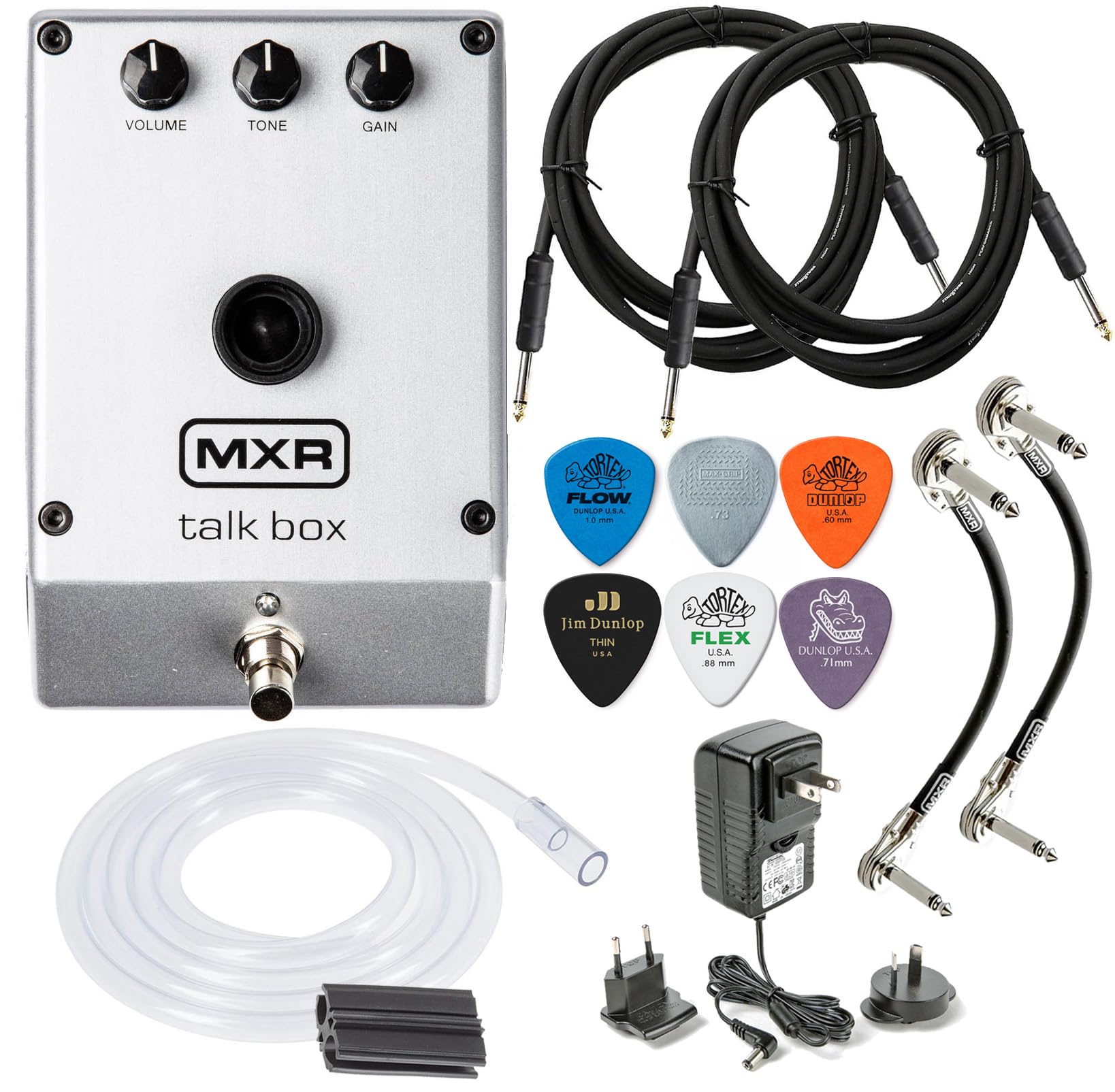 Photo 1 of MXR M222 TALK BOX Effects Pedal Voicebox for Guitar, Keyboard and other instruments with Tonebird 2- Cable, Dunlop Picks, 2- MXR Patch Cable Bundle