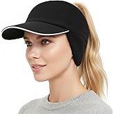 AYAMAYA Winter Running Hats for Women, Fleece Ponytail Hat with Drop Down Ear Flap for Running Hiking, Winter Baseball Cap