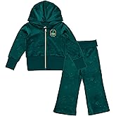 Wicked Girls Velour Zip Up Hoodie and Flare Pants Outfit Set Toddler to Big Kid Sizes (4T - 14-16)