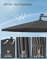SONGMICS Cantilever Garden Parasol Umbrella 3m with Base Grey GPU118G01V1 view 4