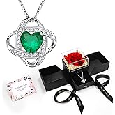 Mealcon Eternal Preserved Red Rose with Necklace Gift Box Romantic Real Flower for Women Ideal for Birthday, Anniversary, Valentine’s Day, Mother’s Day