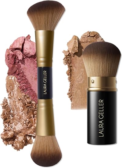 Laura Geller New York Face It All 2pc Makeup Brush Set Retractable Kabuki