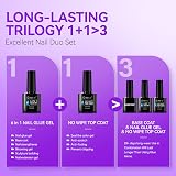 gelike ec 6 in 1 Nail Glue Gel Base Coat Top Coat Set 2x8ml Ultra Shine view 2