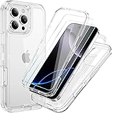 ouyncase Compatible with iPhone 16 Pro Max Case with HD Screen Protector, Heavy Duty Shockproof [3 in 1] Clear Phone Cases for iPhone 16 Pro Max 6.9" (Clear)