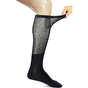 Yomandamor 4 Pairs Mens Over the Calf Compression/Diabetic Dress Socks with Seamless Toe Size 10-13/13-15