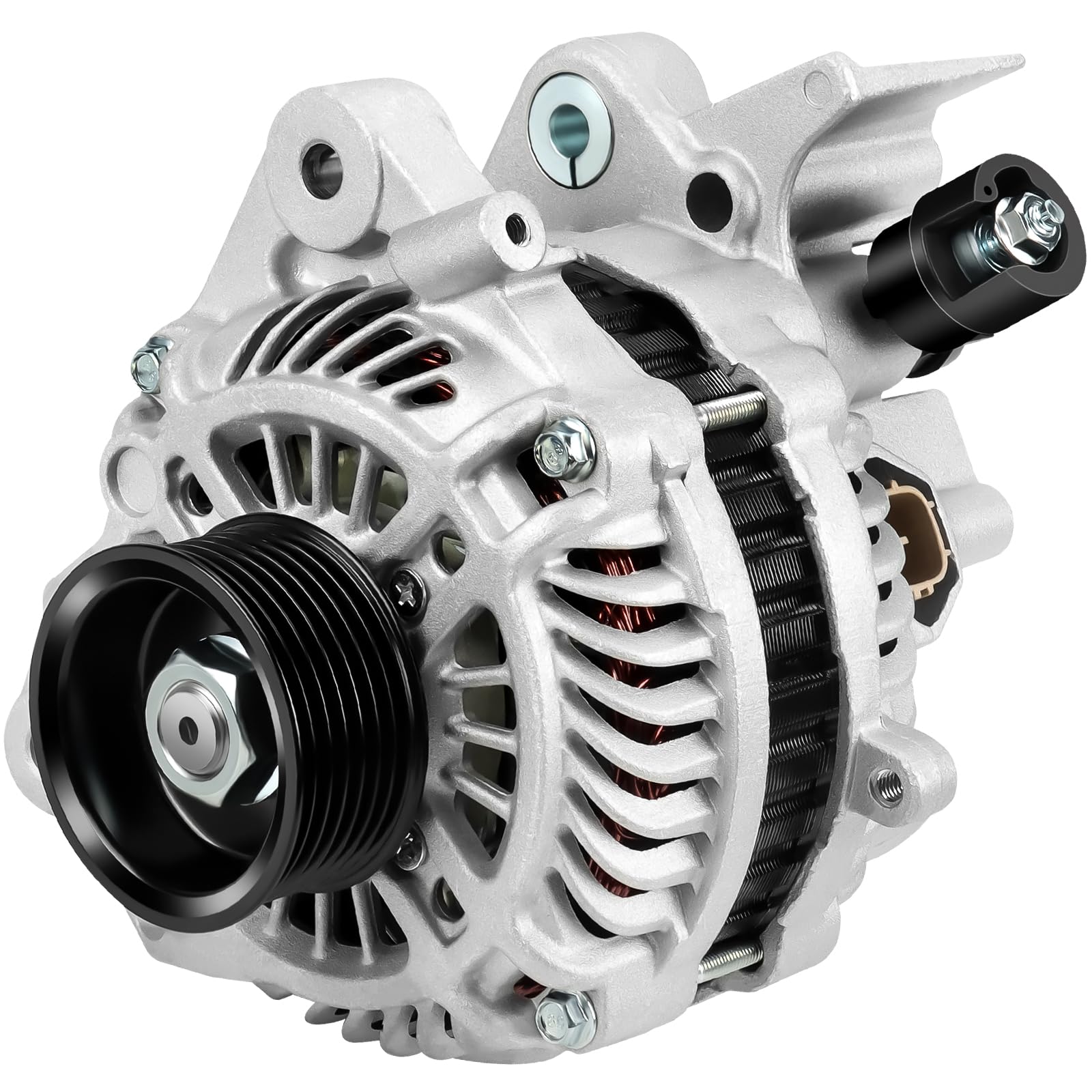 Photo 1 of 11176N Alternator Fits for 2006 2007 2008 2009 2010 2011 Honda Civic 1.8 1.8L, 7-Groove Pulley, 80A, 11176, 31100RNAA01, 31100RNAA01RM, 31100RNAA012M2, AHGA67, A002TC1391, SB347, LRA3157