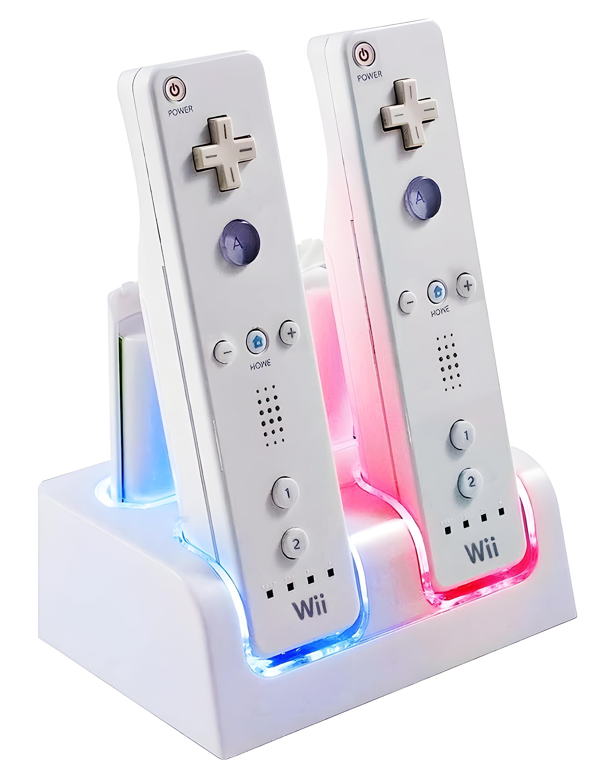 Photo 1 of Wii Charging Dock Charger Station, 4 Port Wii Remote Controller Charger with 4pcs 2800mAh Rechargeable Batteries (White)