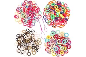 400 Pcs Small Hair Ties Multi Color with 2 Hair Puller No Damage Hurt Mini Elastics Bands for Hairbands Scrunchies and Gentle