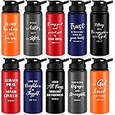 Skybooly 10 Pcs Christian Religious Aluminum Water Bottles Bulk with Lids 20oz Multicolor Outdoor Leakproof Reusable Bottles Gifts for Gym Travel Camping Gym Fishing(5 Colors)