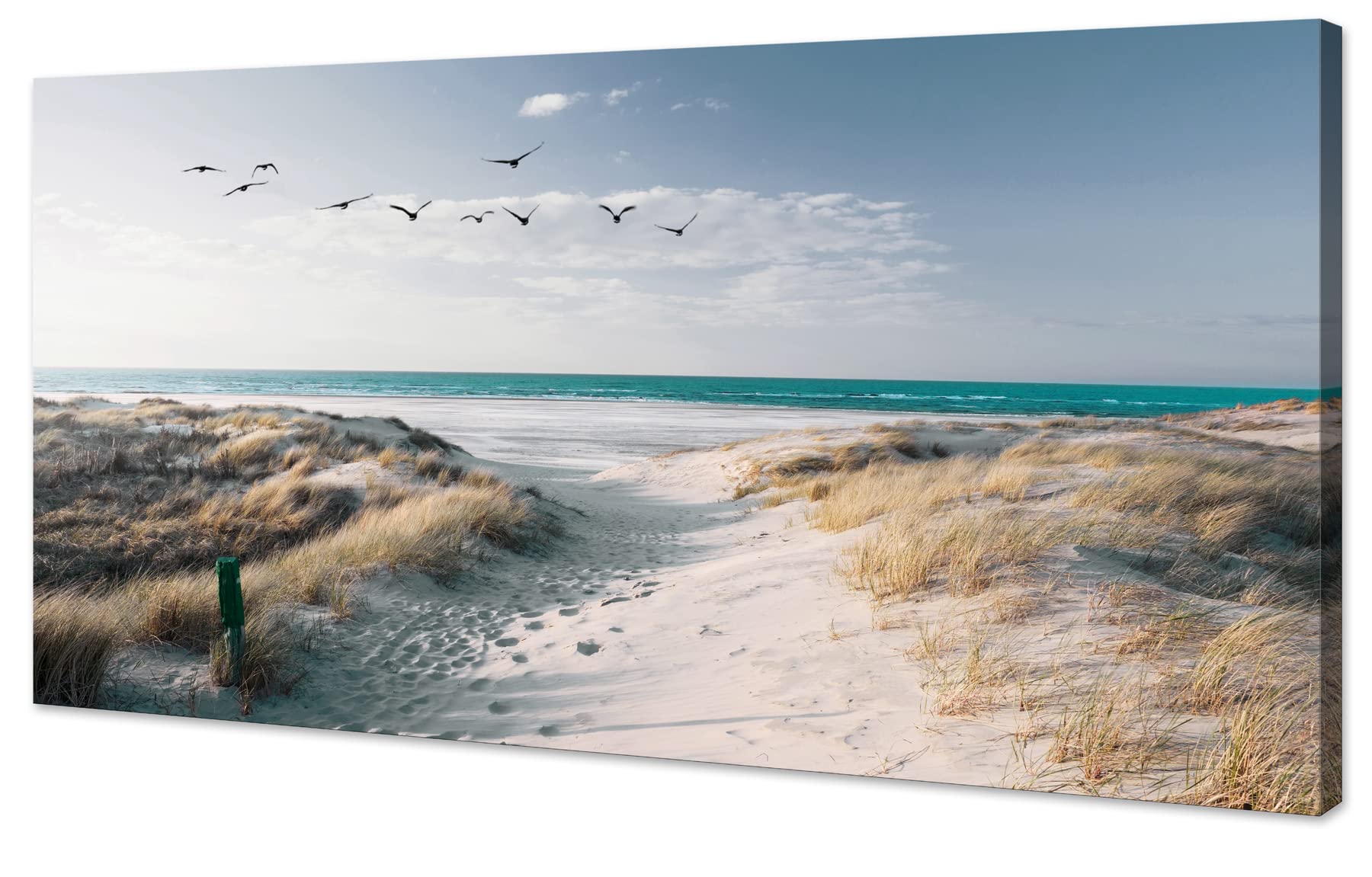 Photo 1 of KZKU Beach Wall Decor Ocean Canvas Art Pictures for Bedroom Living Room Offico Framed Bathroom Paintings Prints Sunshine Sea Dune Artwork Home Decor Size:20x40