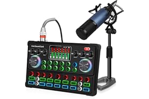 SINWE Podcast Equipment Bundle, 24mm Large Diaphragm Microphone with All-In-One Podcast Production Studio and Adjustable Mic Stand For Live Streaming, Recording, PC, Smartphone
