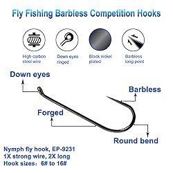 Eupheng 100pcs Plus Best Barbless Competition Fly