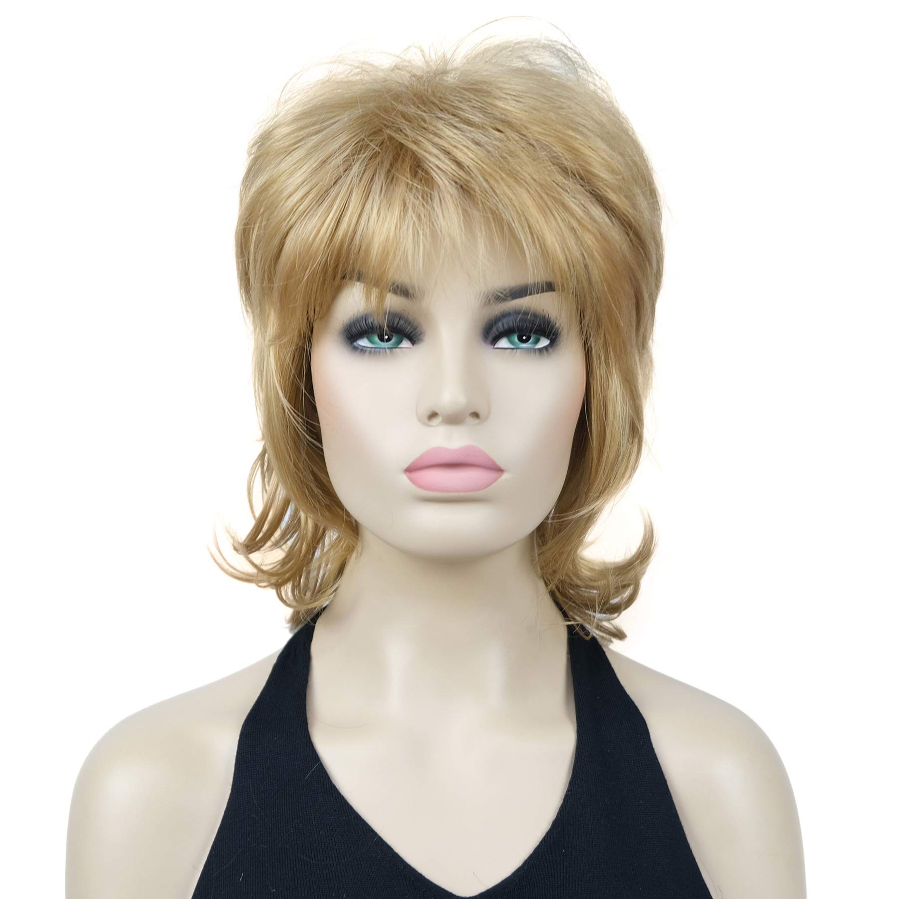 Lydell 16" Long Soft Shaggy Layered Wig Classic Cap Full Natural Synthetic Wigs (24B Light Butterscotch)