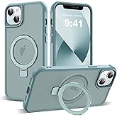 SKYLMW Compatible with iPhone 13 Case & iPhone 14 Case with Invisible Magnetic O-Ring Stand Translucent Phone Cases for 13 & 14 6.1" [Compatible with Mag-Safe][Great Grip Feeling], Blue | 6.1", Great Grip Feeling