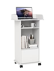 Qriocioa Podium Stand with Wheels Wooden Lectern