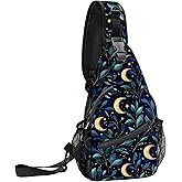 FyLybois Moon Sling Bag for Women Crossbody Backpack Lightweight Chest Daypack Fashion Shoulder Bags for Travel Hiking Biking