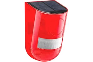 COMBOSS Solar Sound & Light Alarm Motion Sensor 110 Decibels Siren Sound Alert & 6LEDs Flash Warning Strobe Security Alarm System for Farm Villa(1 Pack)