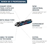Bosch Professional GO 3 Screwdriver with 8 Bit Set USB-C Case Light view 3
