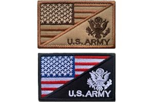 Antrix 2 Pcs American Flag/US AR Veteran Embroidered Patches Hook & Loop Emblem Badge for Hats Backpacks Bags Jackets