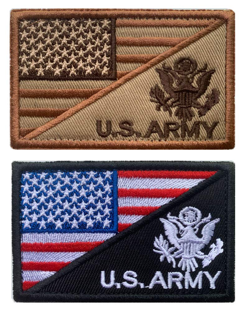 Antrix 2 Pcs American Flag/ U.S. Army US Armed Forces Embroidered Military Patches Hook & Loop Emblem Badge for Hats Backpacks Bags Jackets