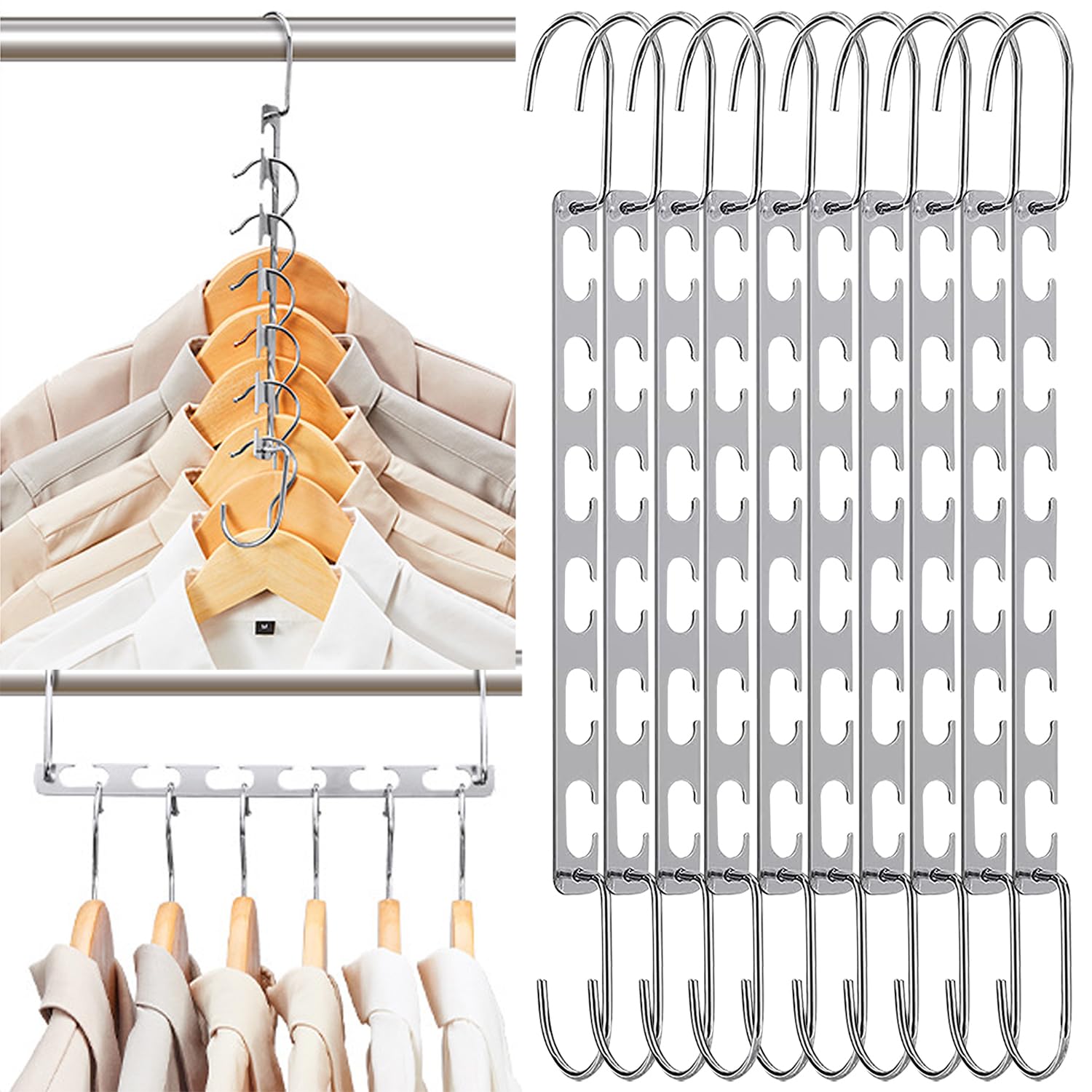 Lighterday Space Saving Hangers - Magic Hangers for Trouser, Coat & Clothes (10 Pcs)