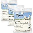 Sky Organics Organic Jumbo Cotton Balls for Sensitive Skin, 100% Pure Organic Cotton Sustainably Grown, Chlorine Free, Hypoallergenic, Ultra-Soft and Absorbant for Beauty&Personal Care, 300 ct
