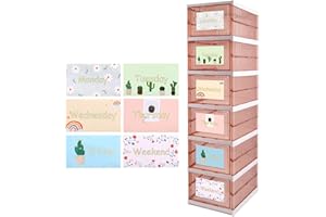 6 Shelf Weekly Clothes Organizer for Kids, Foldable Days of The Week Clothes Organizer with Door Hanging Closet Organizer Sto