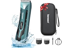 kensen Body Hair Trimmer for Men - Manscape Electric Shavers for Men, Rechargeable Pubic Hair Trimmer with Replaceable Ceramic Blade Head IPX7 Waterproof Wet/Dry Groin Trimmers Ball Shaver (Green)