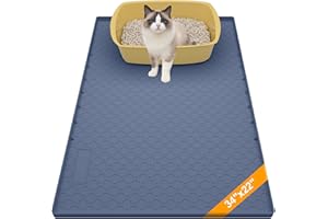 Silicone Large Cat Litter Mat 34" X 22", Cat Mat for Litter Box, Cats Litter Trapping Mat, Non-Slip and Waterproof, Raised Ed