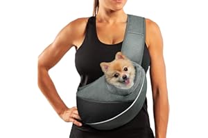 AOFOOK Dog Sling Carrier, Adjustable Puppy Sling Carrier, Pet Carrier Purse Dog Backpack Carrier Dog Carrying Bag Small Animal Carriers Cat Sling M Black