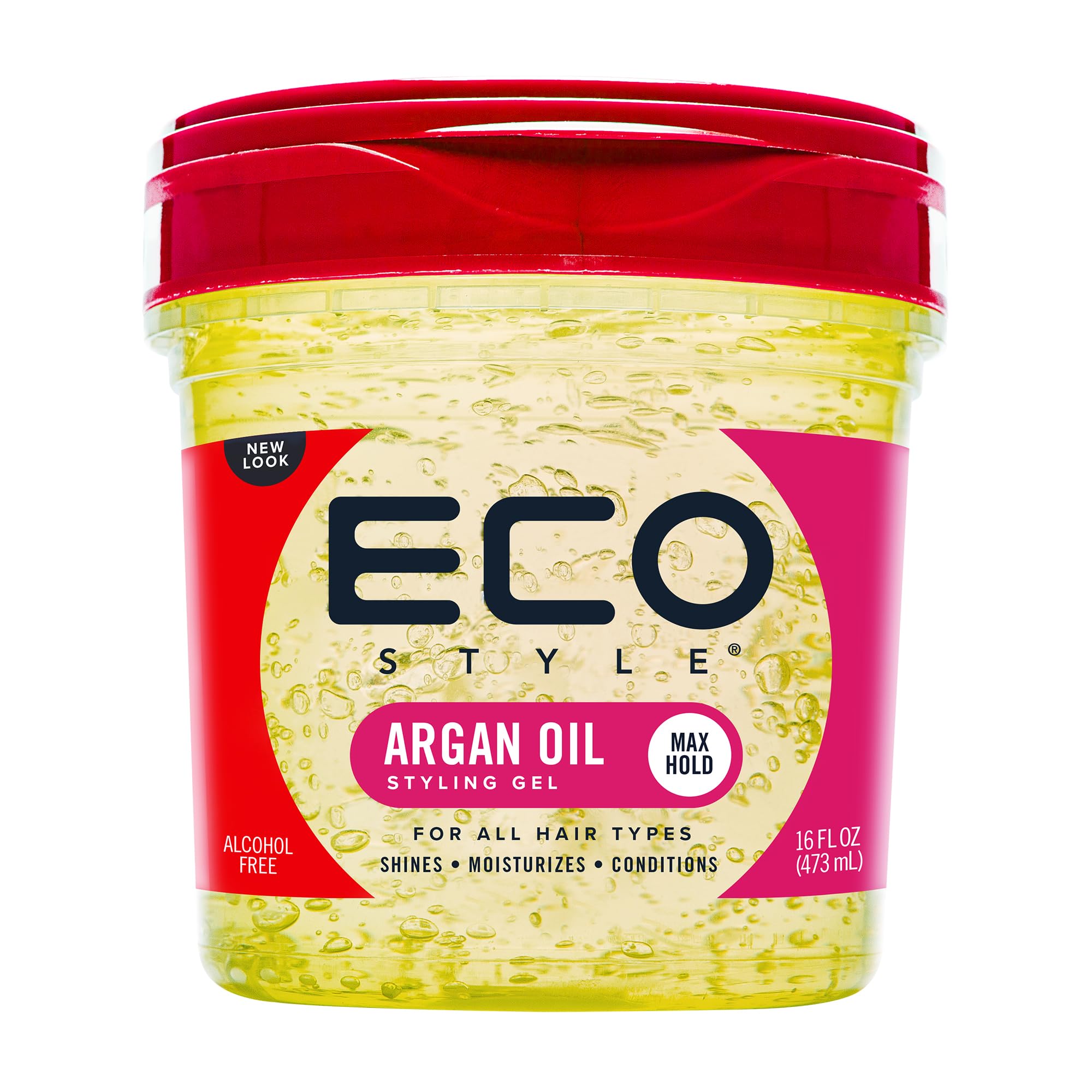 Ecostyle Moroccan Argan Oil Styling Gel, Champagne, All Day Hold, Alcohol Free, Paraben Free, Sulphate Free, No Flaking, Anti-Itch, 473 ml
