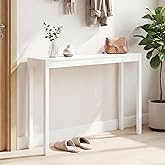 GIANTEX Wood Console Table, 48" White Narrow Tall Entryway Table | Entry Table with Solid Wood Legs &amp; Thickened Top, Accent Sofa Table Behind Couch for Entryway, Foyer, Hallway, Living Room