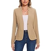 MINTLIMIT Blazers for Women Long Sleeve Notch Collar Blazer Button Front Casual Work Office Suit Jackets with Pockets