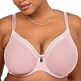 Curvy Couture Womens Sheer Mesh Full-Coverage Unlined Underwire Bra