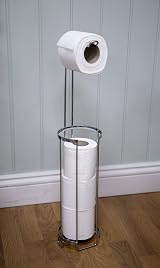 Croydex Freestanding Toilet Roll Holder Chrome Plated Bathroom Storage Caddy view 4
