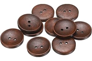 HARFINGTON 10pcs 40L Wooden Sewing Button 1"(25mm) 2 Holes Wood Round Craft Replacement Buttons for Clothing DIY Crafts Decor