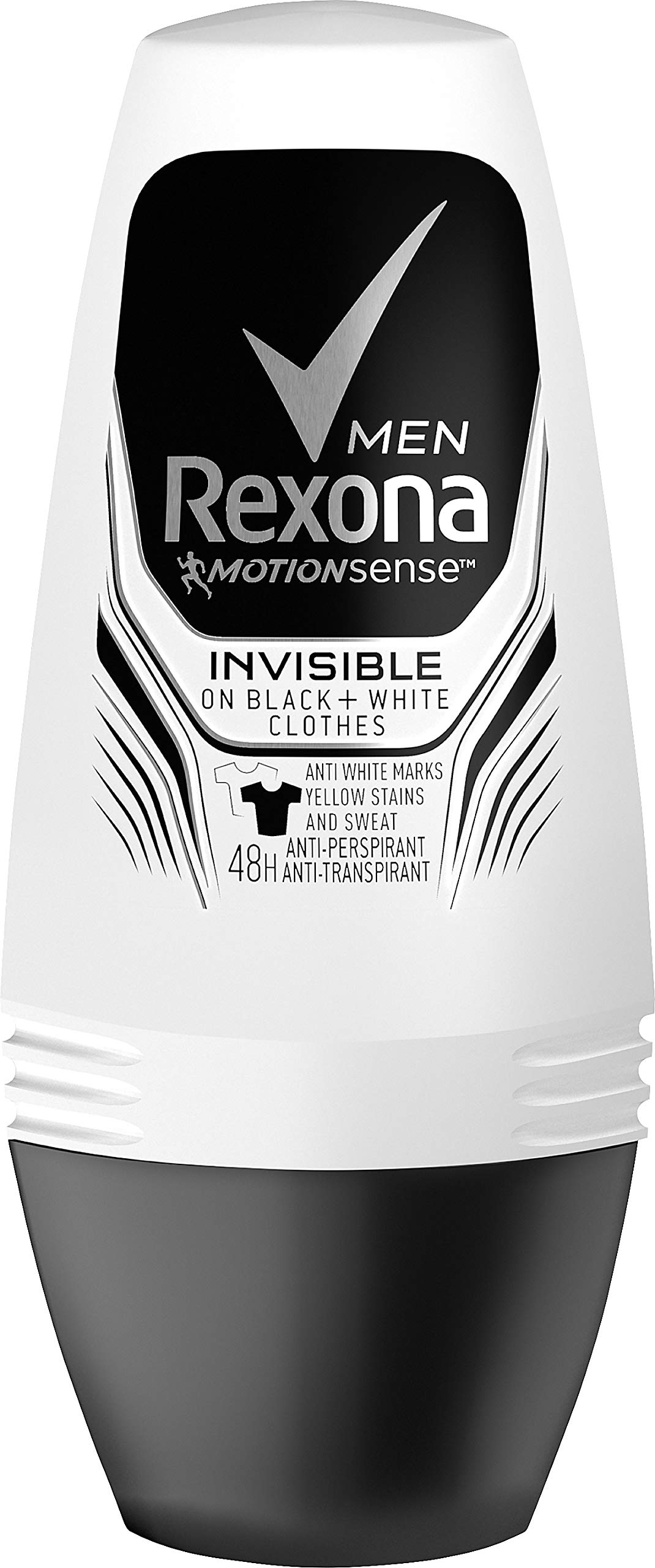 Rexona Men Roll-On Invisible on black and white clothes, antiperspirant deodorant, 6 x 50 ml